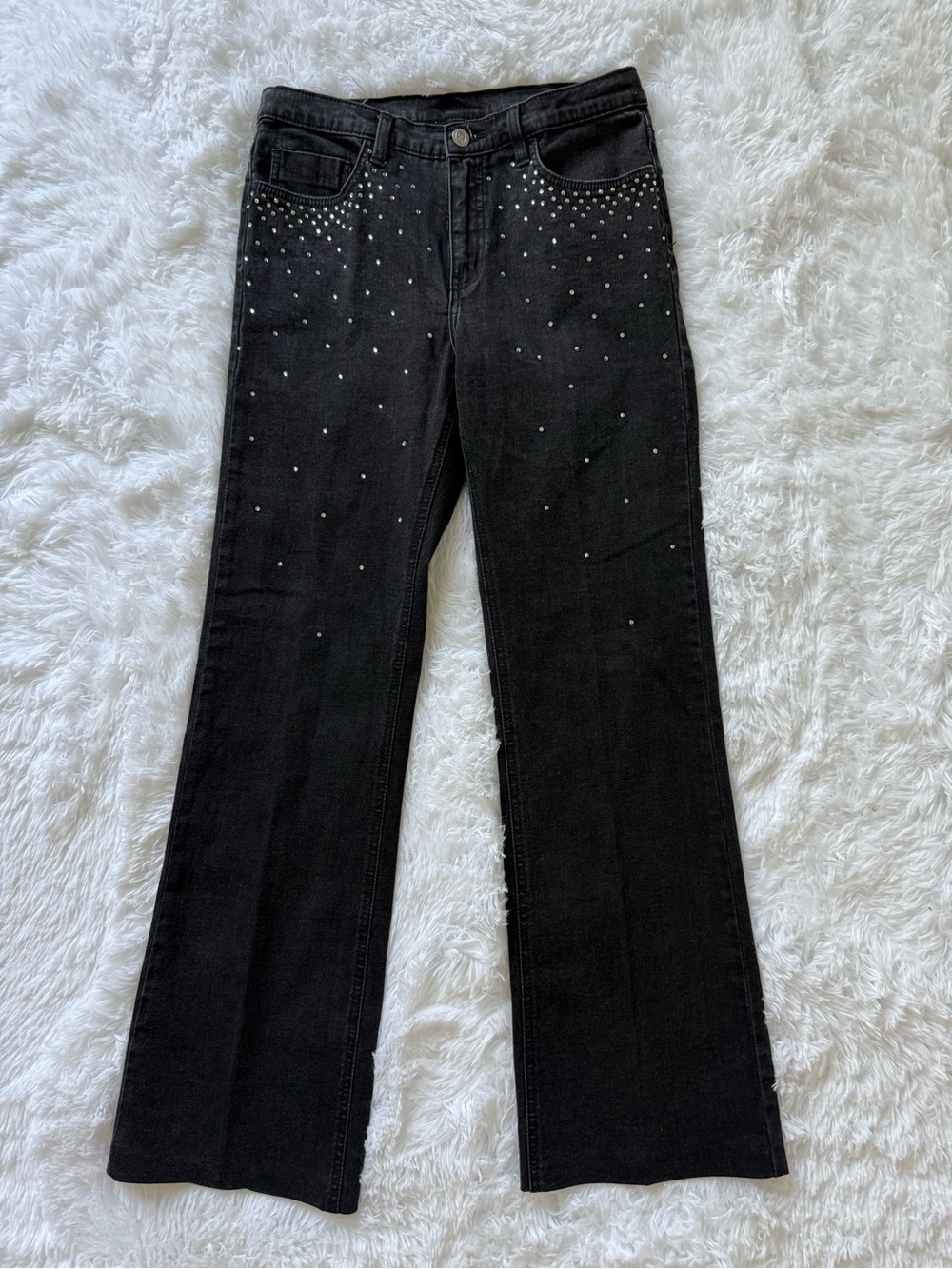 Christine Alexander Black Wide-Leg Jeans with Silver Studs